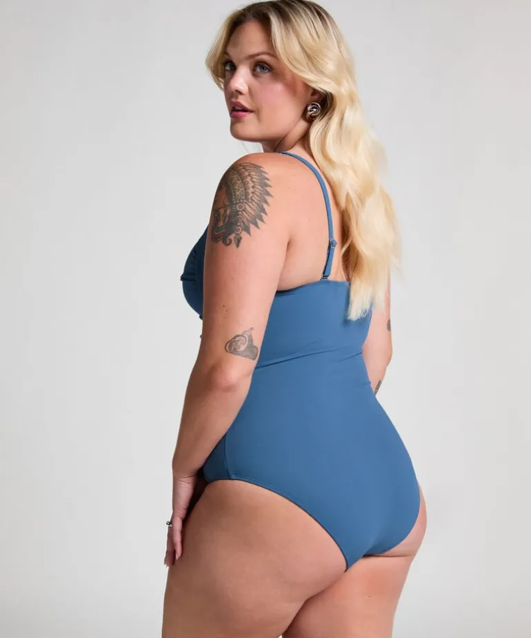 Shaping Scallop Swimsuit - Blue