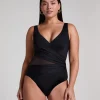 Shaping Shell Mesh Swimsuit - Black