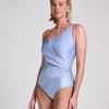 Shaping Shell Mesh Swimsuit - Blue