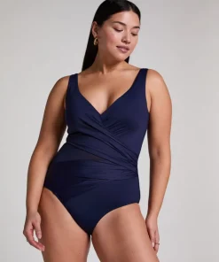 Shaping Shell Mesh Swimsuit - Blue