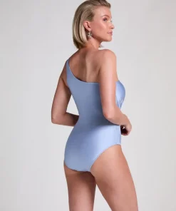 Shaping Shell Mesh Swimsuit - Blue