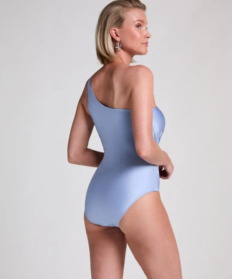 Shaping Shell Mesh Swimsuit - Blue
