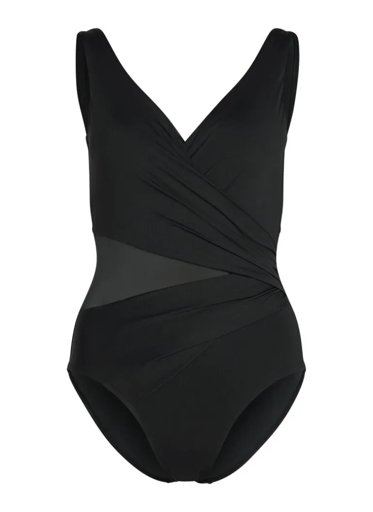 Shaping Shell Mesh Swimsuit - Black