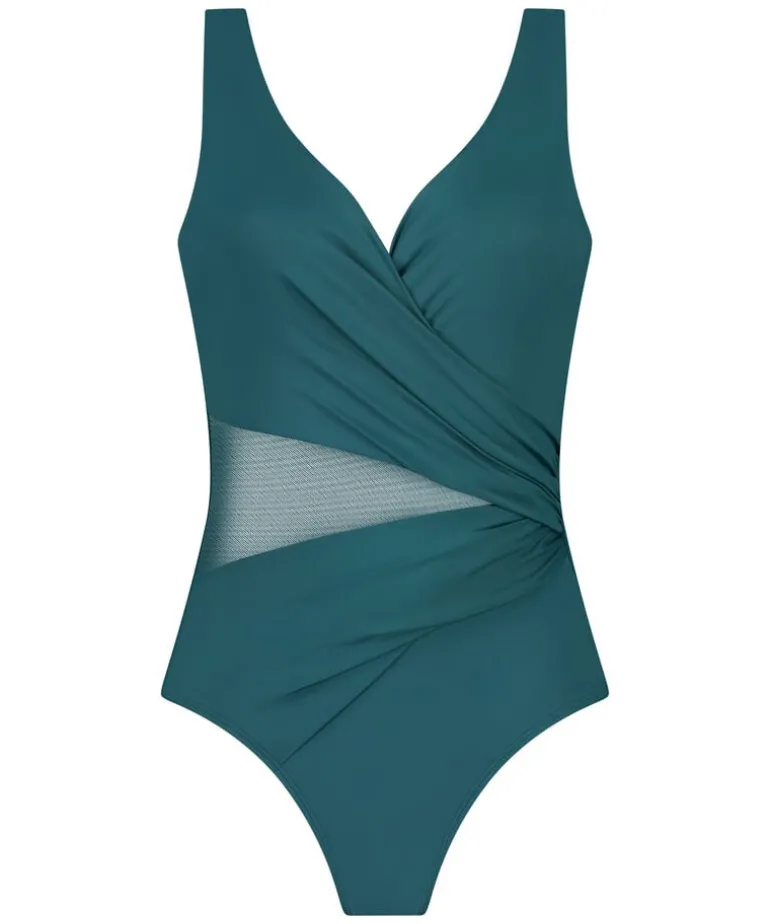 Shaping Shell Mesh Swimsuit - Green
