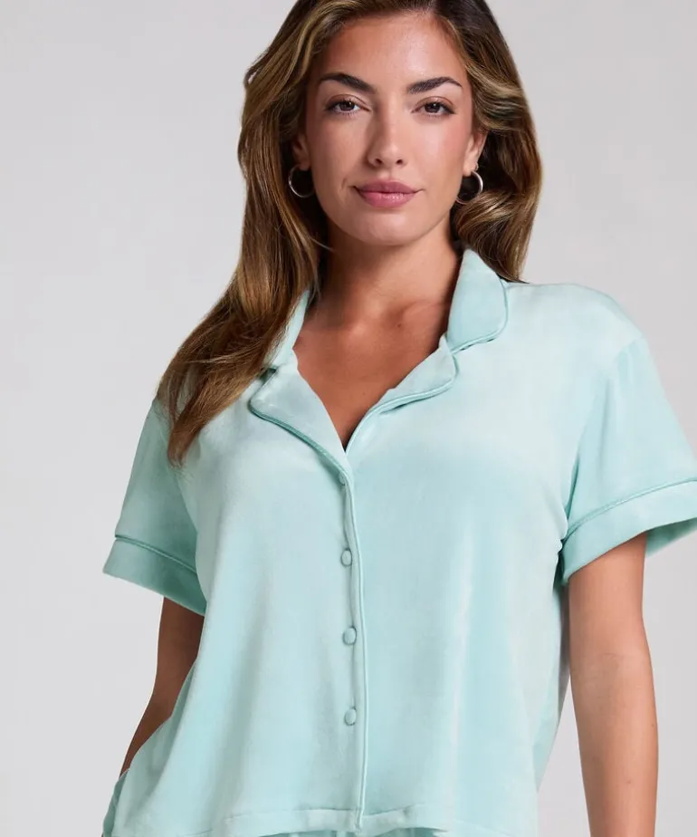 Short Sleeve Velour Jacket - Green