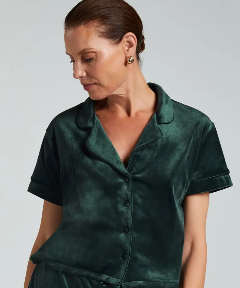 Short Sleeve Velour Jacket - Green