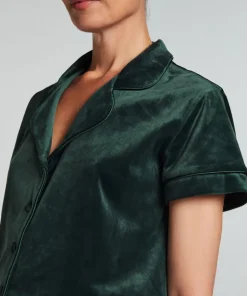 Short Sleeve Velour Jacket - Green