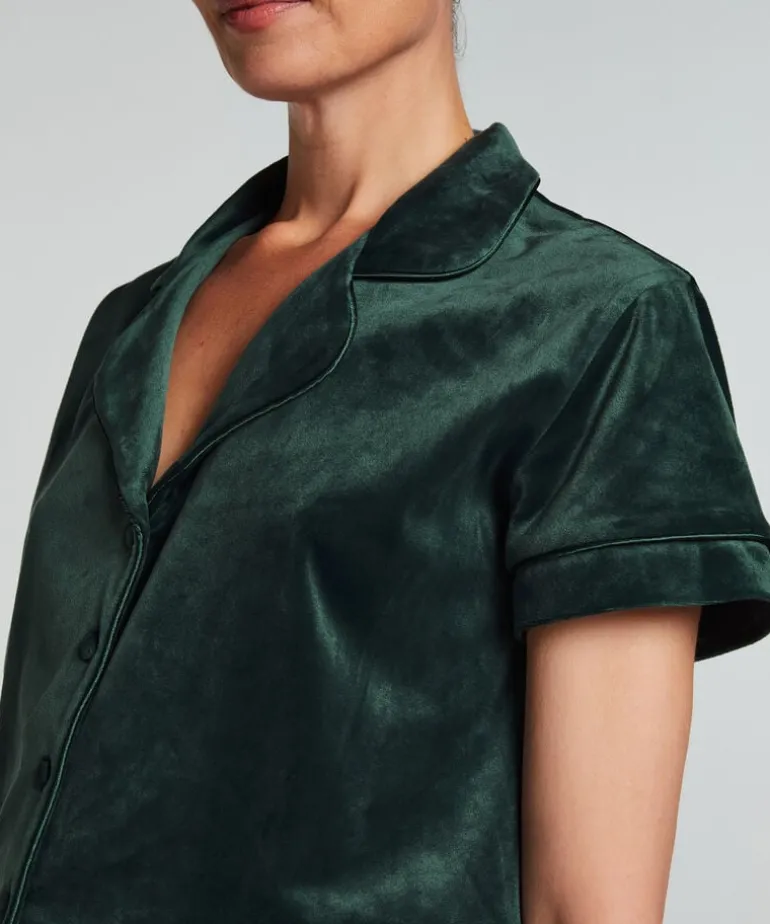 Short Sleeve Velour Jacket - Green