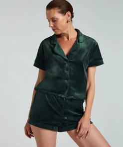 Short Sleeve Velour Jacket - Green