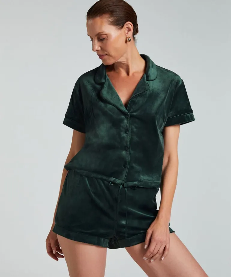 Short Sleeve Velour Jacket - Green