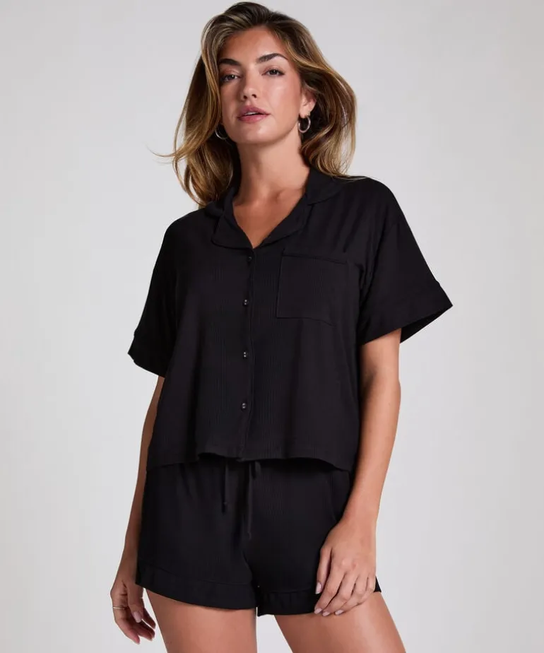 Short Sleeve Velour Jacket - Black