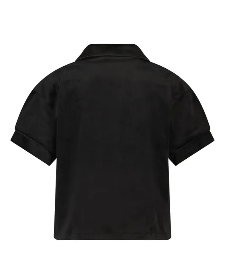 Short Sleeve Velour Jacket - Black