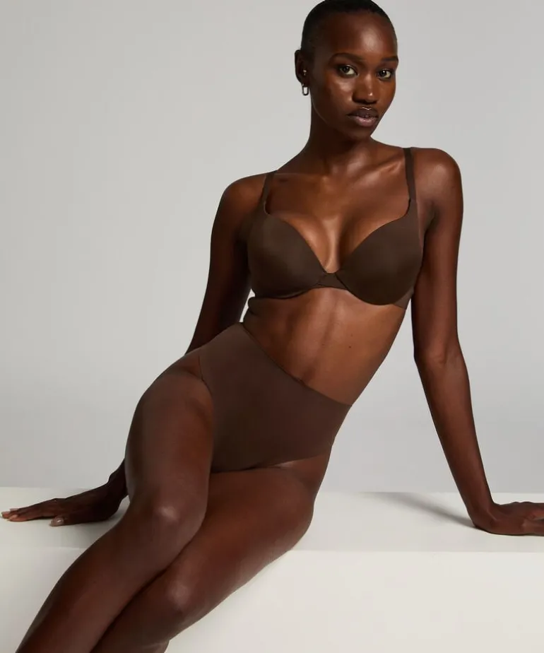 Smooth Padded Underwired Push-Up Bra - Brown