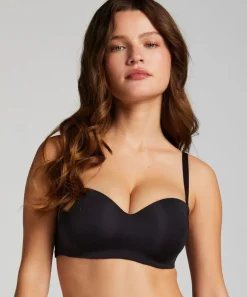 Smooth Padded Underwired Strapless Push-Up Bra - Black