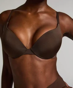 Smooth Padded Underwired Push-Up Bra - Brown