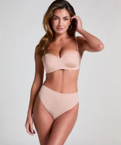 Smooth Padded Underwired Strapless Push-Up Bra - Beige