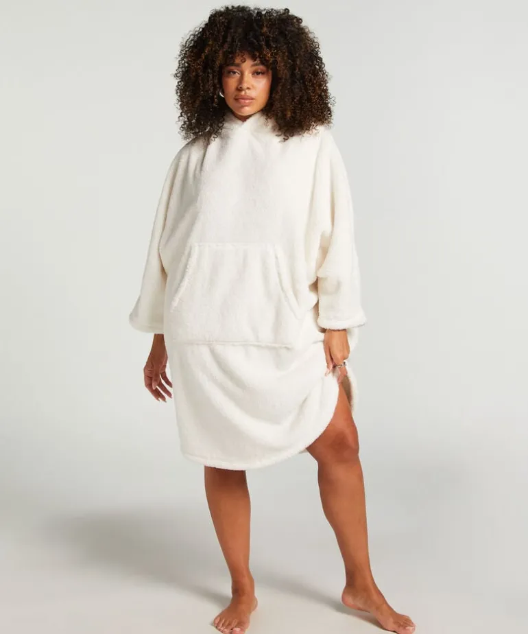 Snuggle Fleece Lounge Dress - White