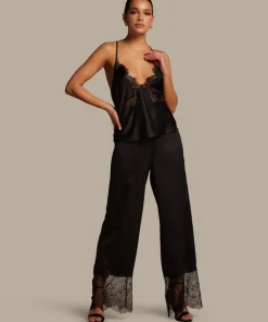 Sophia Wide Leg Lace Pants - Black