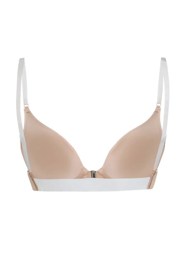 Transparant Padded Underwired Push-Up Bra - Beige