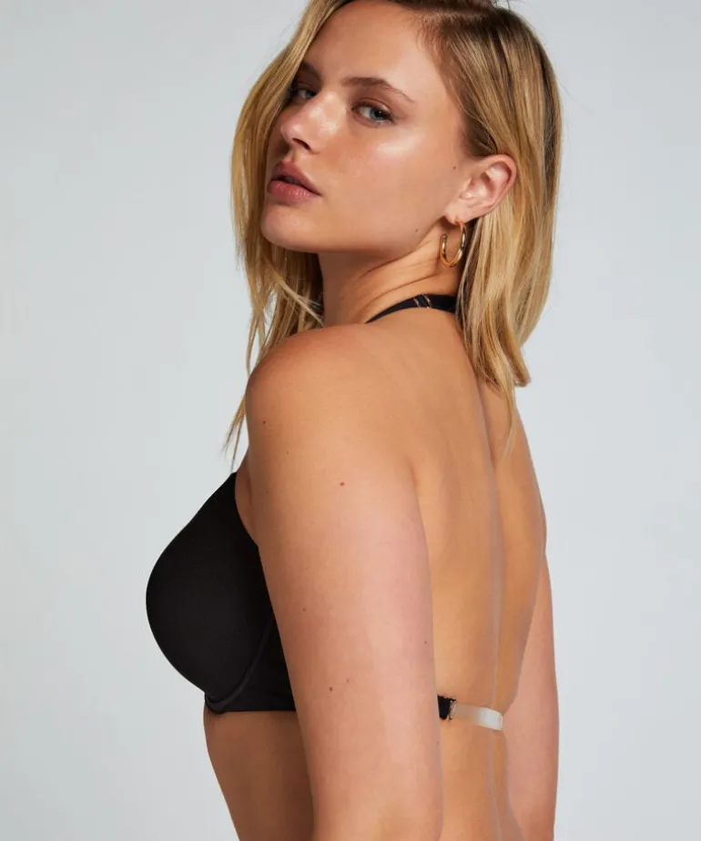 Transparent Back Multiway Padded Underwired Bra - Black
