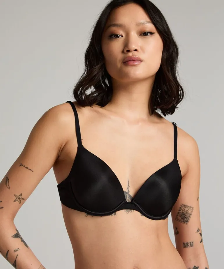 Transparent Back Multiway Padded Underwired Bra - Black