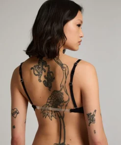 Transparent Back Multiway Padded Underwired Bra - Black