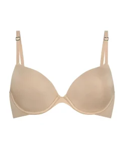 Transparent Back Multiway Padded Underwired Bra - Beige