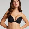 Transparent Back Padded Strapless Underwired Push-Up Bra - Black
