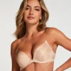 Transparent Back Padded Strapless Underwired Push-Up Bra - Beige