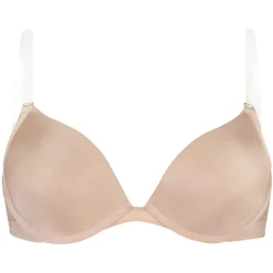Transparent Back Padded Strapless Underwired Push-Up Bra - Beige