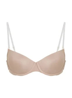 Transparent Back Padded Underwired Bra - Beige
