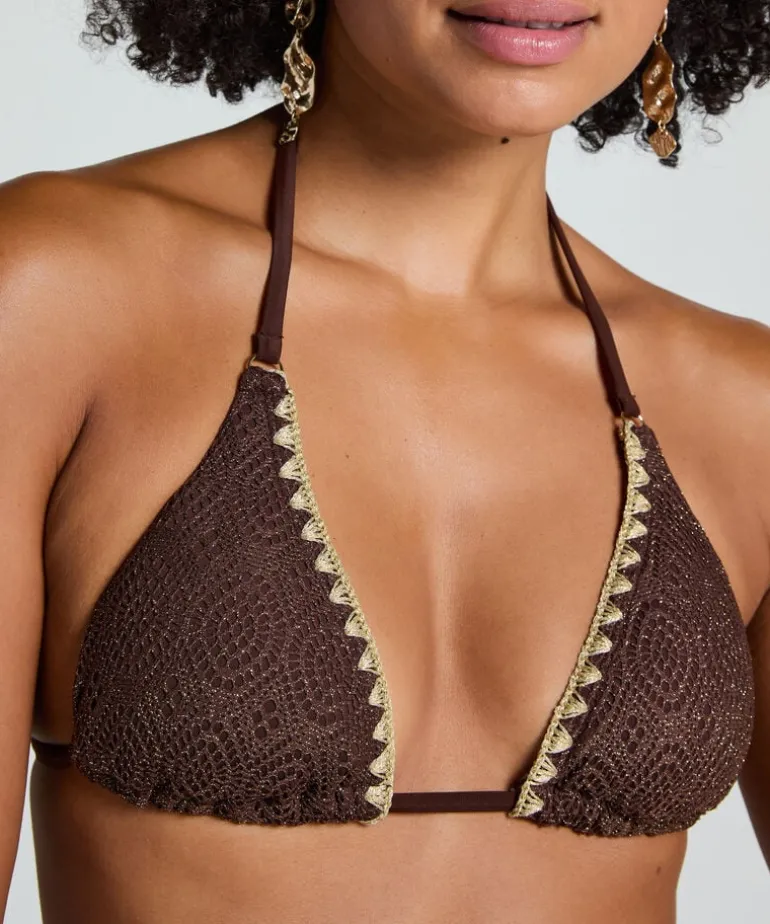 Triangle Crochet Bikini Top - Brown