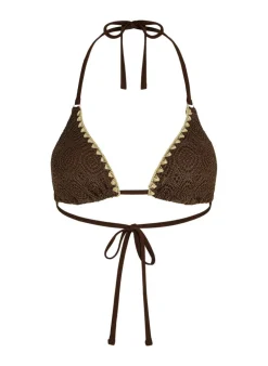 Triangle Crochet Bikini Top - Brown
