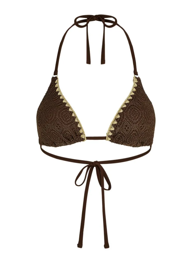 Triangle Crochet Bikini Top - Brown