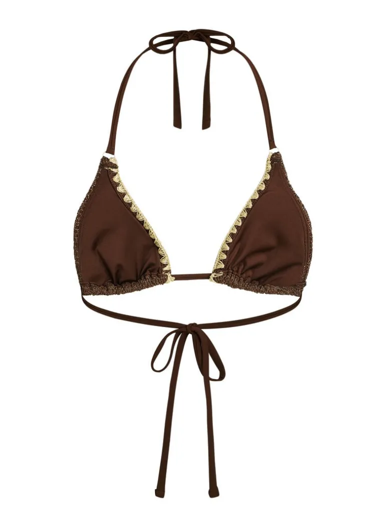 Triangle Crochet Bikini Top - Brown