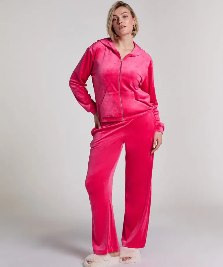 Velour hoodie jacket - Pink