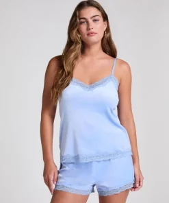 Velours Lace Cami Top - Blue