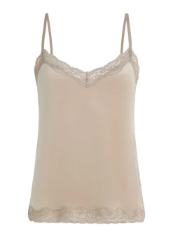 Velours Lace Cami Top - Beige