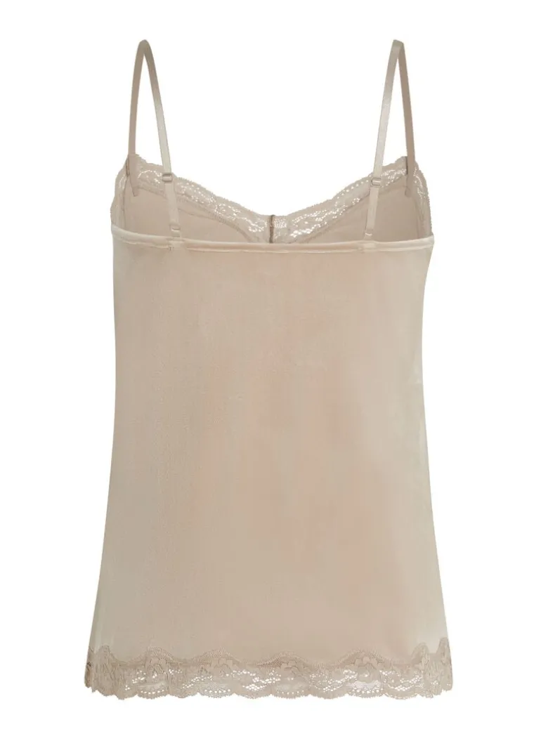Velours Lace Cami Top - Beige