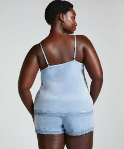 Velours Lace Cami Top - Blue