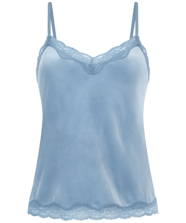 Velours Lace Cami Top - Blue