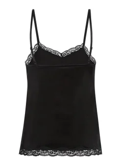 Velours Lace Cami Top - Black