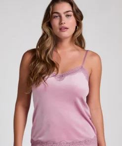 Velours Lace Cami Top - Purple