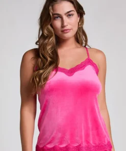 Velours Lace Cami Top - Pink
