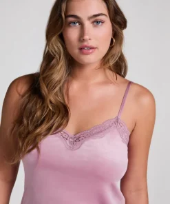Velours Lace Cami Top - Purple