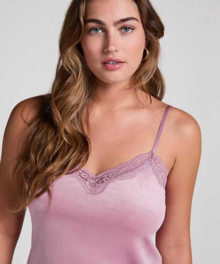 Velours Lace Cami Top - Purple