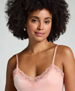 Velours Lace Cami Top - Pink