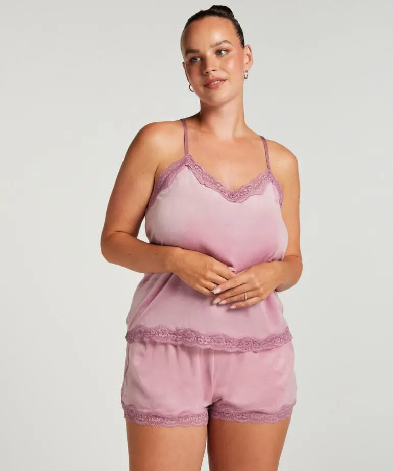 Velours Lace Cami Top - Purple