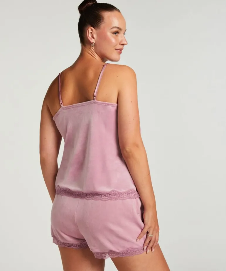 Velours Lace Cami Top - Purple