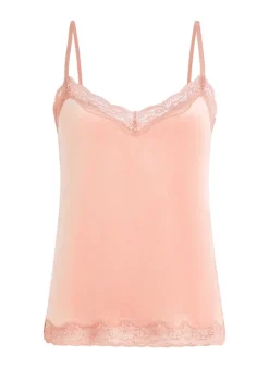 Velours Lace Cami Top - Pink